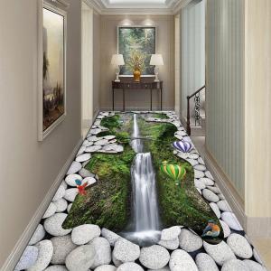 3D floor painting, three-dimensional entrance, long square living room carpet, floor mat, anti slip and water absorbing