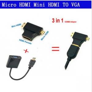 HDMI to VGA Cable Micro Mini HDMI Input Adapter to VGA output 1080p HDMI Converter Connect