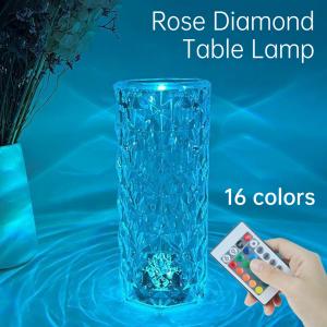 Modern Three Color RGB Colorful Rose Bedside Table Lamp Touch Control Infinite Dimming