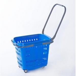 PP Rolling Folding Cart With Wheels Collapsible Plastic Hand Baskets