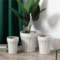 China Unique Design Home Indoor Outdoor Decor Floor Plant Pot Ceramic White Tall Flower Pot For Garden on sale