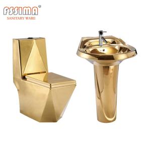 China S Trap Golden Conjoined Toilet Sanitary Wares Wc Ceramic Diamond supplier