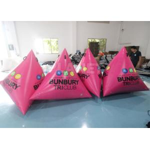 China Pink Triangular Inflatable Marker Buoys For Swim Event , Yellow Inflatable Water Park Buoys supplier