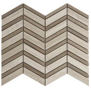 China Herringbone Marble Mosaic Tile Grey White Color With Wooden Grain supplier