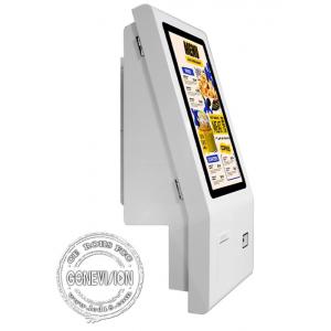 24" Desktop Ticket Printer QR Code Android PC AIO Cashless Automatic Scanner Self Service Kiosk For Restaurant