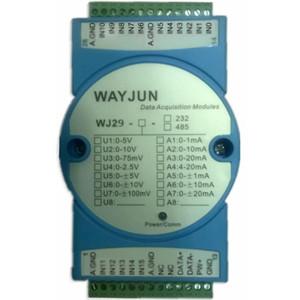 China WAYJUN 16-CH Analog Signal to RS485/232 Modbus Converters DIN35 blue signal acquisition CE approved supplier