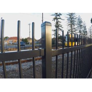 China Garrison Fencing Panels Stain Black Powder Coating Rail 40mm 45mm and 50mm available Upright OD 25mm tube with caps supplier