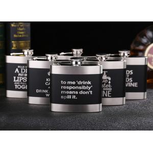 China Black Kitchen Household Items 6oz Flat Stainless Steel Hip Flask Laser Lettering supplier