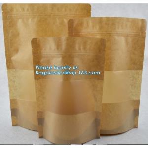China Square Bottom Gusseted Resealable Kraft Paper Stand Up Pouch Rice Packaging Bag With Zipper And Window BAGEASE PACKAGE supplier