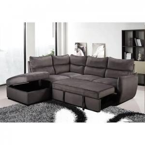 Hot sales cover sofa l shape living room sofa with storage function and pull out bed sectional linen fabric sofa bed