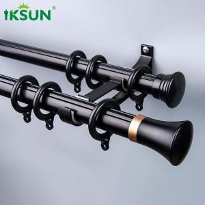 China Black Double Aluminium Curtain Pole Decorative Light Filtering supplier