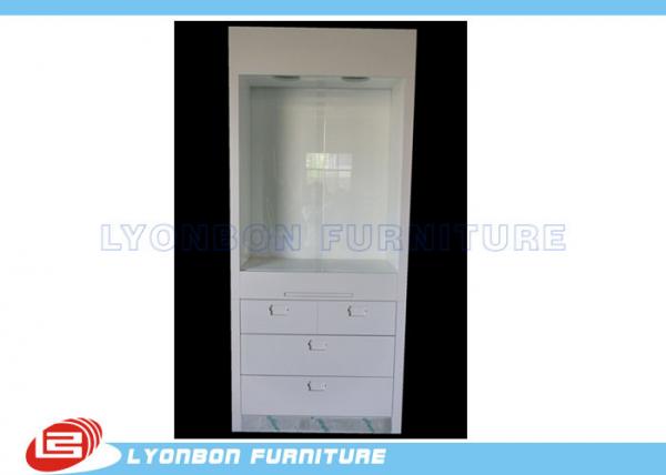 White Wood Display Cabinets Drawers For Retail Jewelry Displays , Paint Finished