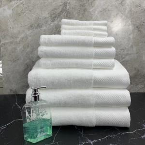 China Satin Border Plain Woven Cotton Hand Face Bath Towel Sets For 5 Star Hotel supplier