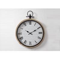 China Metal Ring Classical Handcrafted Round Wooden Wall Clock on sale