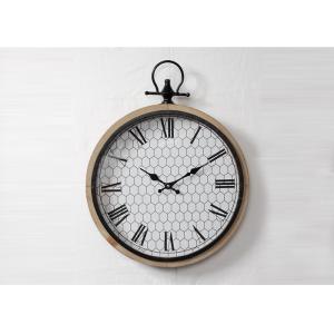 Metal Ring Classical Handcrafted Round Wooden Wall Clock