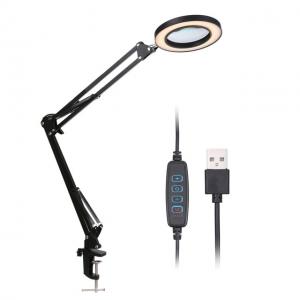 magnifying lamp clamp base led magnifier  magnifications lenses USB power input supply table clamp task magnifier lamp