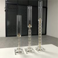 China Hot ! wedding & home decoration flower stand single square crystal column candle holder on sale