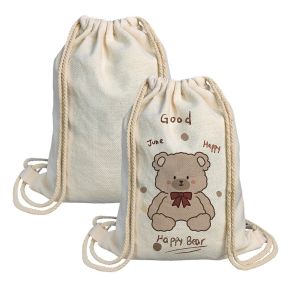 Custom Sublimation Linen Drawstring Backpack 40*30cm Promotional Drawstring Bag