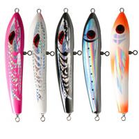 China 5 Colors 23CM/90g 3D Eyes Solid Wood Bait Treble Hooks Tuna Fishlure Wooden Pencil Fishing Lure on sale