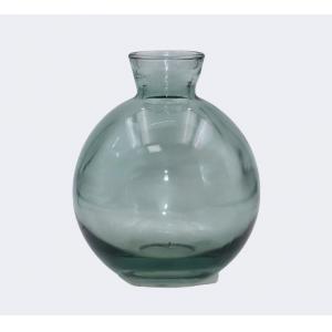 H9cm Green Transparent Modern Glass Vase for Home and Office Decor Elegant Flower Holder