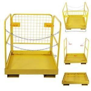 Extra Height Hanging Work Platform Forklift Basket Safety Cage Yellow Color
