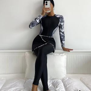 Printed Long Sleeve Muslim Swimwear Muslim Bathing Suits Burkini In Southeast Asia