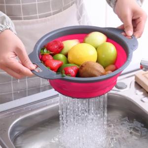 China Pasta Foldable Silicone Food Strainer Washable Lightweight 7.9 Inch 9.5 Inch supplier