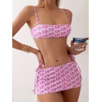 China Ruffles Swimming Suits Bikini For Women And Girls Pink Color Backless Thin Straps Sexy The New Style on sale