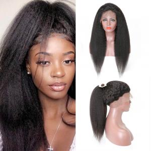 China Pre-Plucked 360 Yaki Kinky Straight Frontal Lace Wigs and full lace wigs for Black Women supplier