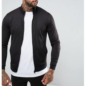 Outdoor Jersey Plain Mens Zip Up Track Jacket Polyester / Elastane Material