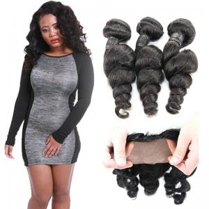 Real Long Loose Curly Hair Extensions , Indian Loose Curl Weave No Tangle