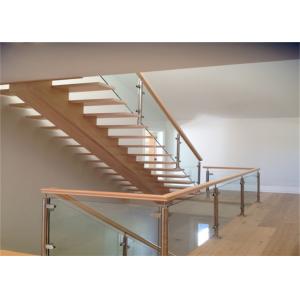 China Interior Glass Stair Balustrade Systems Wood Handrail With Good View Of Outside wholesale