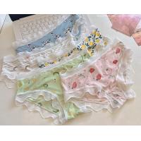 China Silk Womens Underwears Teens Cute Fruits Print Elastic Ice Lace Panties Breathable Young Ladies on sale