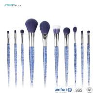 China 10PCS  Transparent Cosmetic Makeup Brush Set  Plastic Handle Cosmetic Makeup Tools on sale