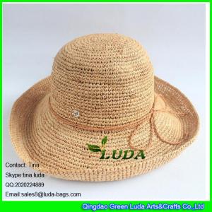 China LDMZ-002 natural raffia crocheted straw hats with braid supplier