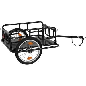 Foldable Bike Cargo Trailer with Bike Hitch, Bicycle Wagon Trailer with 16" Wheels & Reflectors, Large Loading