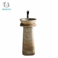 China Indoor Outdoor Full Pedestal Wash Basin  Ceramic Retro Design on sale
