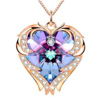 China 8.2g 1.5ft Crystal Heart Necklace Slightly Askew Heart Shape Pendant on sale