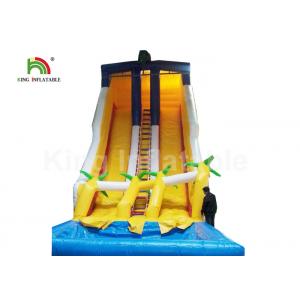 China Dual Lane Yellow 32.81ft Backyard Water Slides For Adults With Coconut Tree And Pool supplier