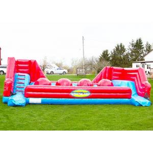 China Red Balls Inflatable Sports Games Wipe Out Interactive Obstacle Course supplier