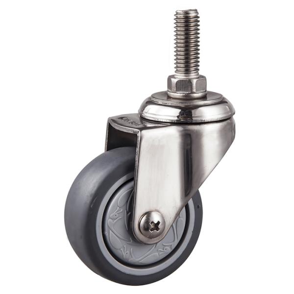 Durable Light Medium Duty Grey Rubber Swivel Plate Mount Castors With Trailing Total Lock Caster