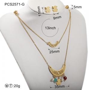 Stainless Steel Gold Plated Jewelry Set / Women Fashion Jewelry Necklaces