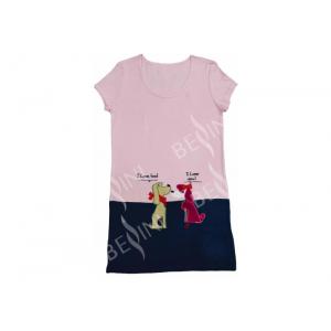 China Pink/ Navy Short Sleeve Women'S Viscose Pyjamas , Short Sleeve Sleepwear Dress supplier