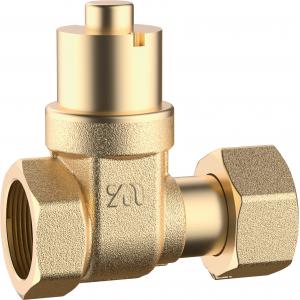 3102 Female x Flex. Female Water Meter Brass Gate Valve Magnetic Lockable by Round Pattern Headed Tool DN15 DN20 DN25