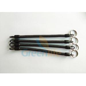 China Flexible Plastic Safe Coiled Key Lanyard With Heavy Split Ring , Classic Black Color supplier