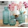 Green Flower Solid Glass Vase Set , Handmade Glass Vases For Weddings OEM