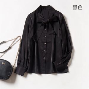 China Round collar and long sleeves chiffon shirt for women clothing supplier