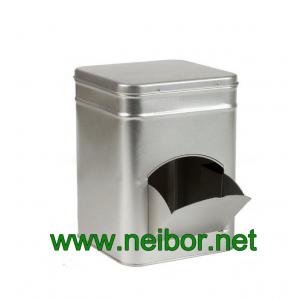 Square shape tea & coffee bag tin dispenser box