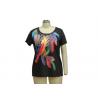 Colourful Women'S Half Sleeve T Shirts , Ladies Summer T Shirts Digital Feather