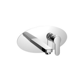 Round Panel Single Handle Wall Mounted Mixer Tap Shower Mixer Ceramic Cartridge